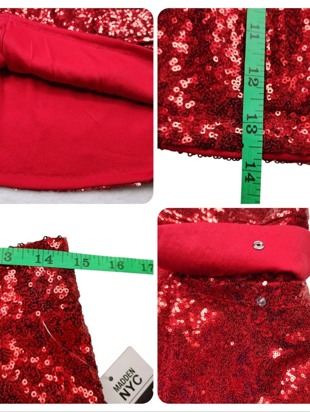 Madden NYC Women's Racing Red Sequin Mini Cargo Skirt Size XS - Picture 12 of 14